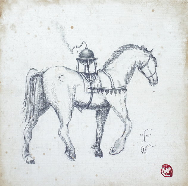 War Horse 2008 10x10 Drawing by Edward Walton Wilcox