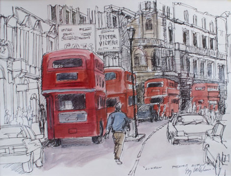 London Theater District 9x11 Drawing - Gregory Wilhelmi