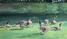 Geese in City Park 7x13 Original Painting by Gregory Wilhelmi - 0