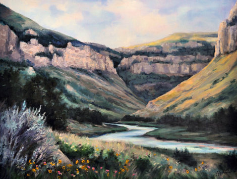 Wind River Canyon 32x42 Original Painting - Gregory Wilhelmi