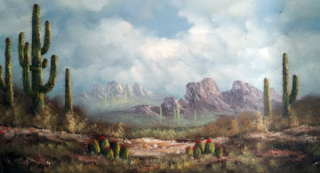 Untitled Desert Landscape 2005 30x52 Original Painting - Frank Wilson Untitled Desert Landscape 2005 30x52 Original Painting - Frank Wilson