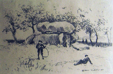 A Day in the Park 12x8 Drawing - Wilson Silsby A Day in the Park 12x8 Drawing - Wilson Silsby