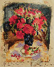 Red Bouquet Embellished with fabric and lace Limited Edition Print by Tanya Wissotzky - 1