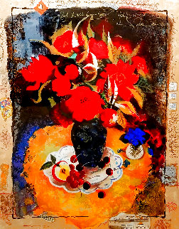 Red Flowers in the Dark II Limited Edition Print - Tanya Wissotzky Red Flowers in the Dark II Limited Edition Print - Tanya Wissotzky