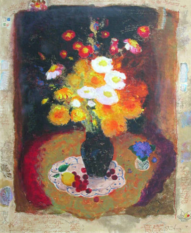Yellow Bouquet AP Embellished Limited Edition Print - Tanya Wissotzky