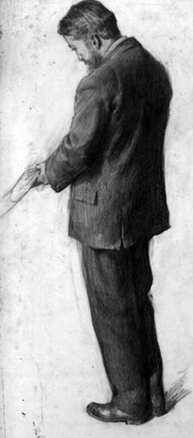 Self Portrait Drawing 1900 15x7 Drawing by William Balfour Ker