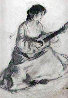 Woman with Guitar 1902 11x14 Drawing by William Balfour Ker - 0