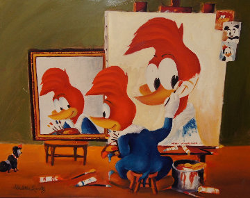 Woody's Triple Self Portrait 1979 18x22 Original Painting - Walter Lantz Woody's Triple Self Portrait 1979 18x22 Original Painting - Walter Lantz