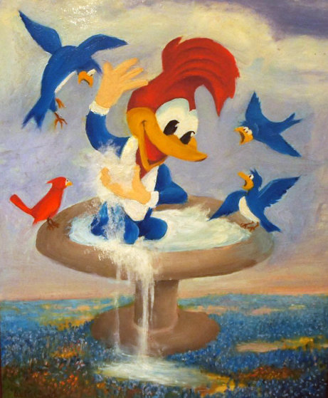 woody woodpecker oil painting