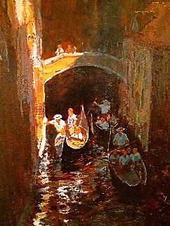 Dark Canal 2001 71x42 Huge Original Painting - Alan Wolton Dark Canal 2001 71x42 Huge Original Painting - Alan Wolton