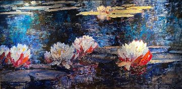 Water Lily Flowers 2000 41x68 Super Huge Original Painting - Alan Wolton Water Lily Flowers 2000 41x68 Super Huge Original Painting - Alan Wolton