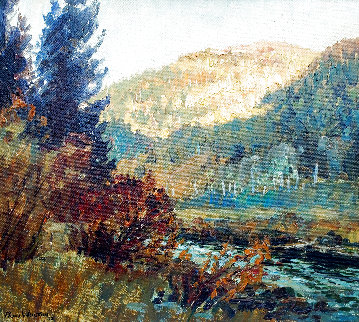 Untitled Landscape 1982 21x23 Original Painting - Alan Wolton
