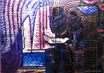 Small Promises 1990 34x40 Huge Original Painting - Adrian Wong Shue Small Promises 1990 34x40 Huge Original Painting - Adrian Wong Shue