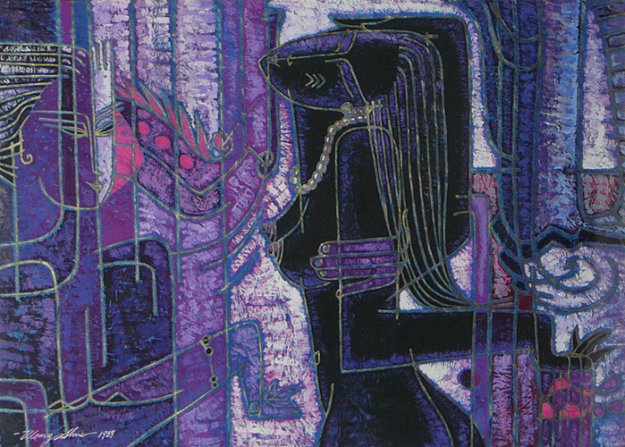 Promises and Pohons 1989 28x35 Original Painting by Adrian Wong Shue Promises and Pohons 1989 28x35 Original Painting by Adrian Wong Shue
