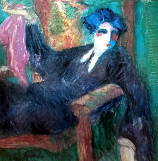 Untitled (Seated Woman) Serigraph 27x24 by Barbara Wood