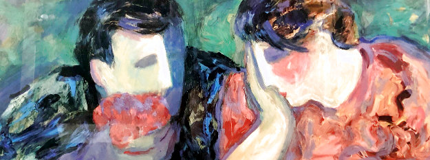 Untitled Portrait of a Couple Lithograph 11x27 by Barbara