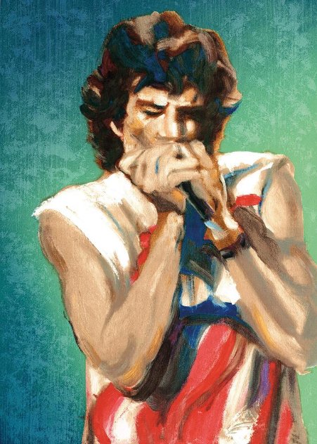 Mick with Harmonica Ii, Emerald 2004 Limited Edition Print by Ronnie Wood (Rolling Stones)