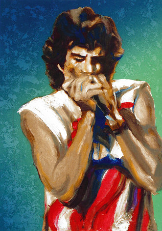 Mick with Harmonica II 2004 Limited Edition Print - Ronnie Wood (Rolling Stones)