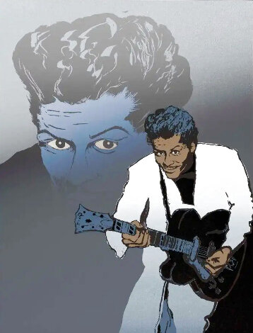 Chuck Berry 2 1988 Limited Edition Print - Ronnie Wood (Rolling Stones)