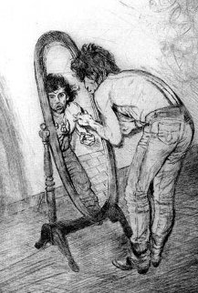 Keith Richards in Mirror 1988 Limited Edition Print - Ronnie Wood (Rolling Stones) Keith Richards in Mirror 1988 Limited Edition Print - Ronnie Wood (Rolling Stones)