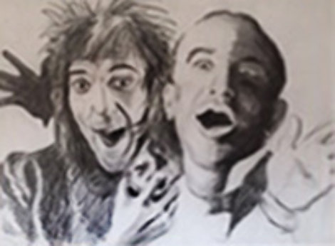 Rod And Al Drawing 46x45  Huge Drawing - Ronnie Wood (Rolling Stones)