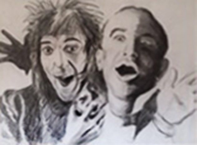 Rod And Al Drawing 46x45  Huge Drawing by Ronnie Wood (Rolling Stones)