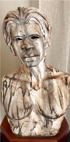 Young Man With Dreadlocks Mixed Media Sculpture 1999 16 in Sculpture - Woodrow Nash
