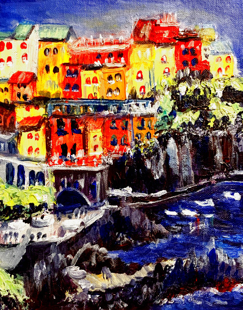 Cinque Terre 2020 10x8 - Italy Original Painting by Linda Woolven
