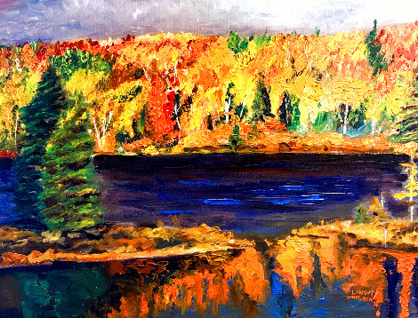 Autumn Lake 2019 16x20 Original Painting - Linda Woolven