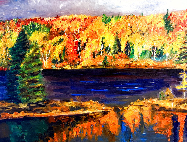 Autumn Lake 2019 16x20 Original Painting by Linda Woolven