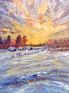 Sunset in the Country 2020 16x12 Original Painting - Linda Woolven Sunset in the Country 2020 16x12 Original Painting - Linda Woolven