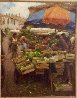 La Focells Market 2000 35x41 - France Original Painting by Leonard Wren - 1