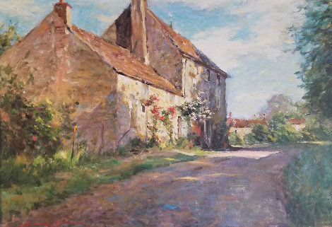 On the Road to Buxy 32x44 Original Painting - Leonard Wren