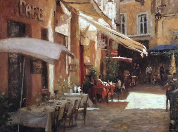 Cafe De Provence 2000 Embellished Limited Edition Print - Leonard Wren Cafe De Provence 2000 Embellished Limited Edition Print - Leonard Wren
