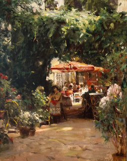 Cafe St Remy 2001 Embellished Limited Edition Print - Leonard Wren Cafe St Remy 2001 Embellished Limited Edition Print - Leonard Wren