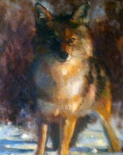 Untitled Fox 1990 19x15 Original Painting by Leonard Wren