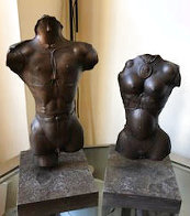 Nude Male And Female Torso: Set of 2 Bronze Sculptures 1984 Patinated Bronze 17 In  Sculpture by Paul Wunderlich - 3