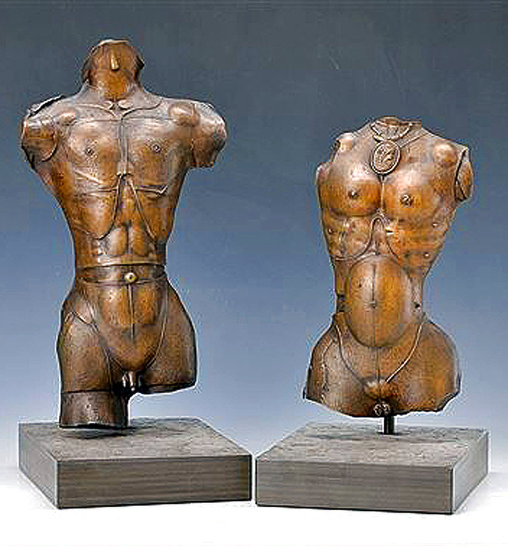 Nude Male And Female Torso: Set of 2 Bronze Sculptures 1984 Patinated Bronze 17 In  Sculpture by Paul Wunderlich