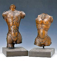 Nude Male And Female Torso: Set of 2 Bronze Sculptures 1984 Patinated Bronze 17 In  Sculpture by Paul Wunderlich - 0