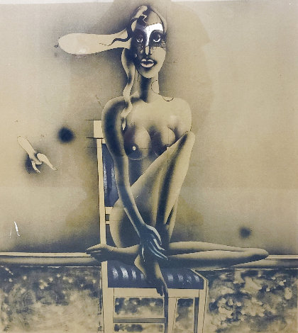 Seated Nude on Striped Chair 1970 Limited Edition Print - Paul Wunderlich