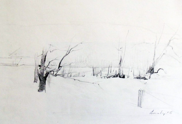 Study of River Valley Drawing by Andrew Wyeth