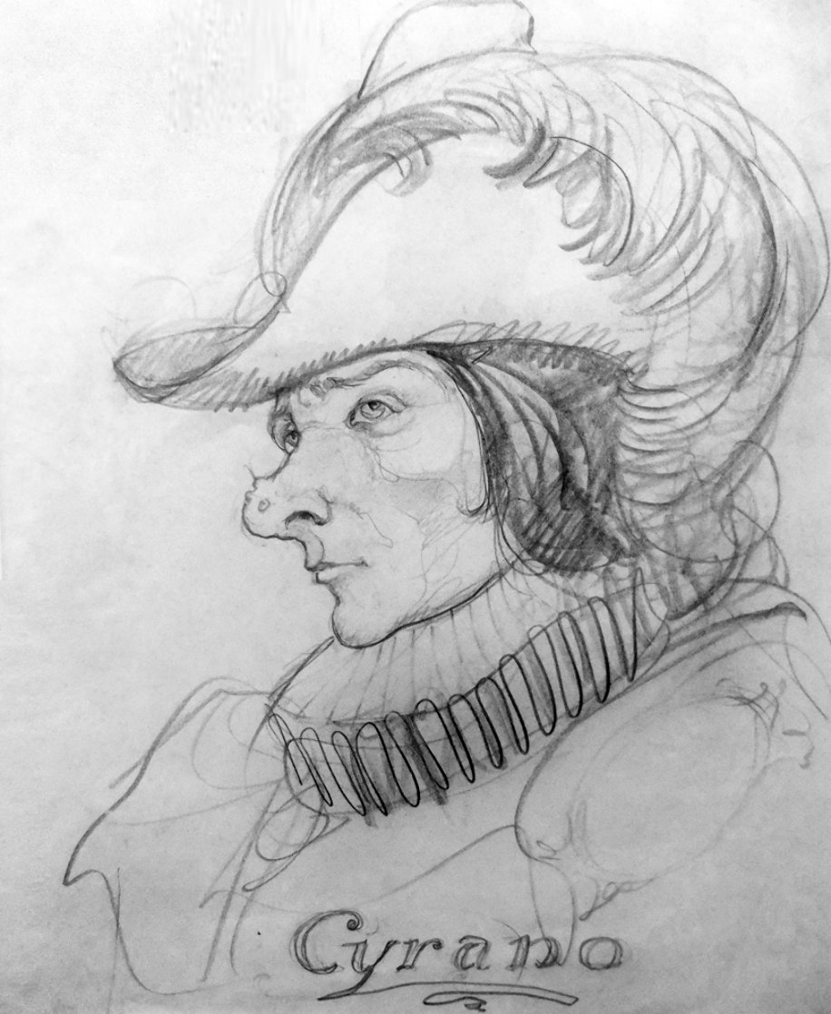 Cyrano Drawing 1902 HS 20x17 Drawing by N.C. Wyeth Cyrano Drawing 1902 HS 20x17 Drawing by N.C. Wyeth