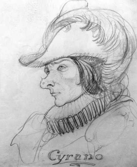 Cyrano Drawing 1902 HS 20x17 Drawing by N.C. Wyeth Cyrano Drawing 1902 HS 20x17 Drawing by N.C. Wyeth
