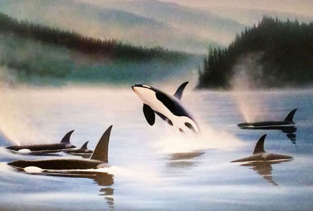 Northern Pacific Orcas, Suite of 3 1985 by Robert Wyland - For