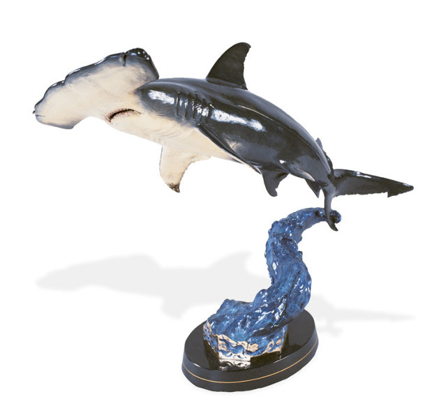 Hammerhead Shark AP Bronze Sculpture 1999 32 in Sculpture by Robert Wyland