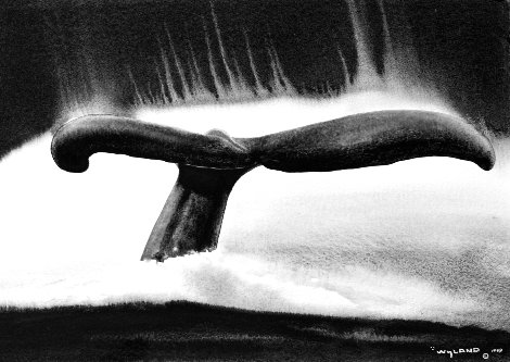 Sound of the Great Whale 1999 31x26 - Koa Wood Frame Works on Paper (not prints) - Robert Wyland