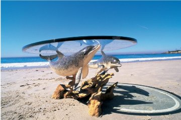 Reef Visit Bronze End Table 1996 48x26 Huge Sculpture - Robert Wyland Reef Visit Bronze End Table 1996 48x26 Huge Sculpture - Robert Wyland