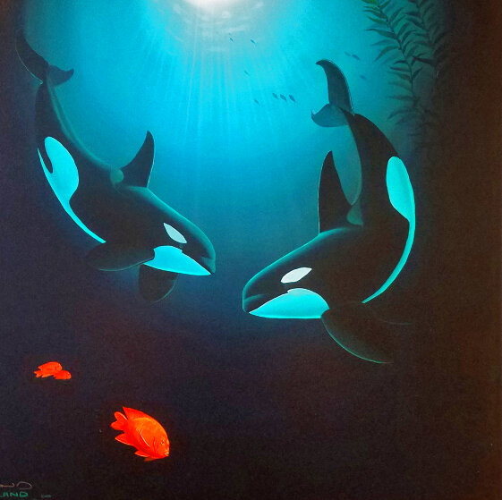 In the Company of Orcas Limited Edition Giclee on Canvas by Robert