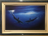Dancing in the Deep Blue Sea 2000 58x40 Super Huge Original Painting by Robert Wyland - 1 Dancing in the Deep Blue Sea 2000 58x40 Super Huge Original Painting by Robert Wyland - 1