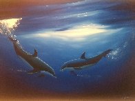 Dancing in the Deep Blue Sea 2000 58x40 Super Huge Original Painting by Robert Wyland - 2 Dancing in the Deep Blue Sea 2000 58x40 Super Huge Original Painting by Robert Wyland - 2